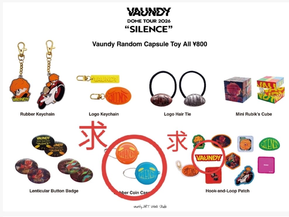 naacyan_'s tweet photo. Vaundyカプセルトイ(ガチャ)交換

譲:ワッペン画像のいずれか
求:ワッペンvaundyロゴ
　コインケース

 本日現地周辺での交換希望です。
お心あたりのある方かおられましたらリプお願いします。

 #Vaundy #Vaundy交換
 #Vaundyガチャ
#Vaundy京セラ https://t.co/GkJhAPIjos