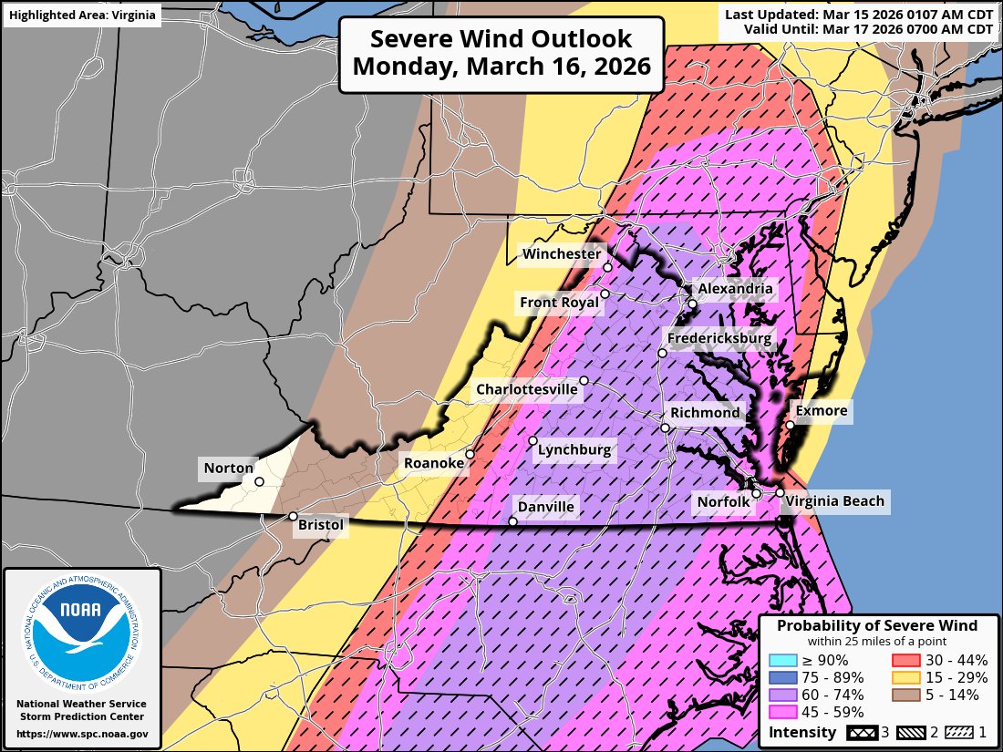 A Moderate Risk has been issued for the Mid Atlantic region on Monday ...