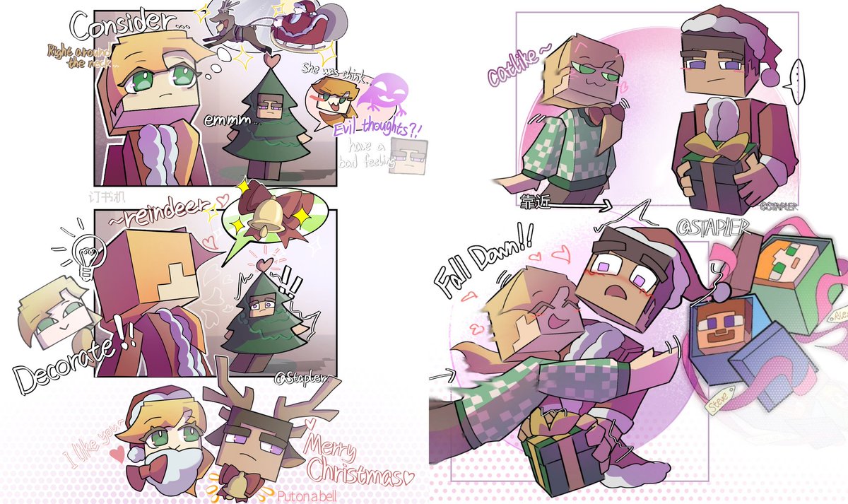 Stapler_sta's tweet photo. Throwback to last Christmas 🎄✨
Digging up some old festive art from last December—these pieces still feel so warm and cozy.
It’s fun to look back and see how much I’ve grown since then.
Wishing everyone a little bit of that holiday magic, even now ❄️#Minecraft https://t.co/ixJYCaxWkF