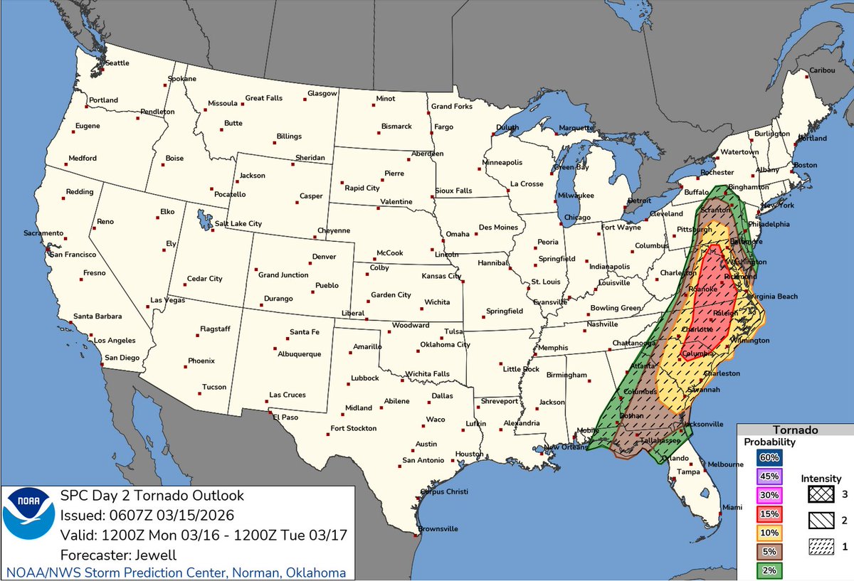 The SPC has issued the Day 2 severe weather outlook for Monday, March ...