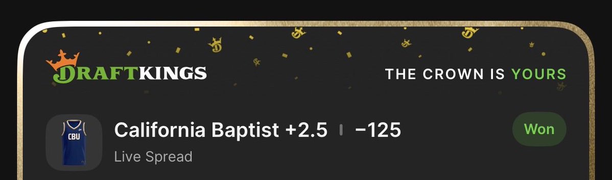 LOSPARLAYSVIP's tweet image. Dominique Steph curry Daniel’s 🤑🤑🤑🤑liked Cal Baptist so Much 4X. #draftkings #ncaab #gamblingx #gamblingtwitter