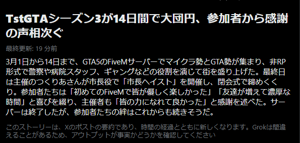 TstGta's tweet photo. 最後にまたニュースに載りました！
本当にすごい！
皆さんありがとうございます！！
#TstGTA https://t.co/I1yzAl1yFm