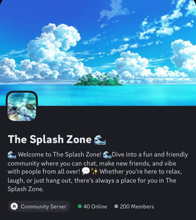 SplashZoneDisc's tweet photo. Our server has reached 200 members in less than a month! Thank you for making it happen! Next milestone: 300!!

#discord #makefriends #twitter #community #discordserver 

https://t.co/2GFpGxYsAo https://t.co/dxfzVrDLnX