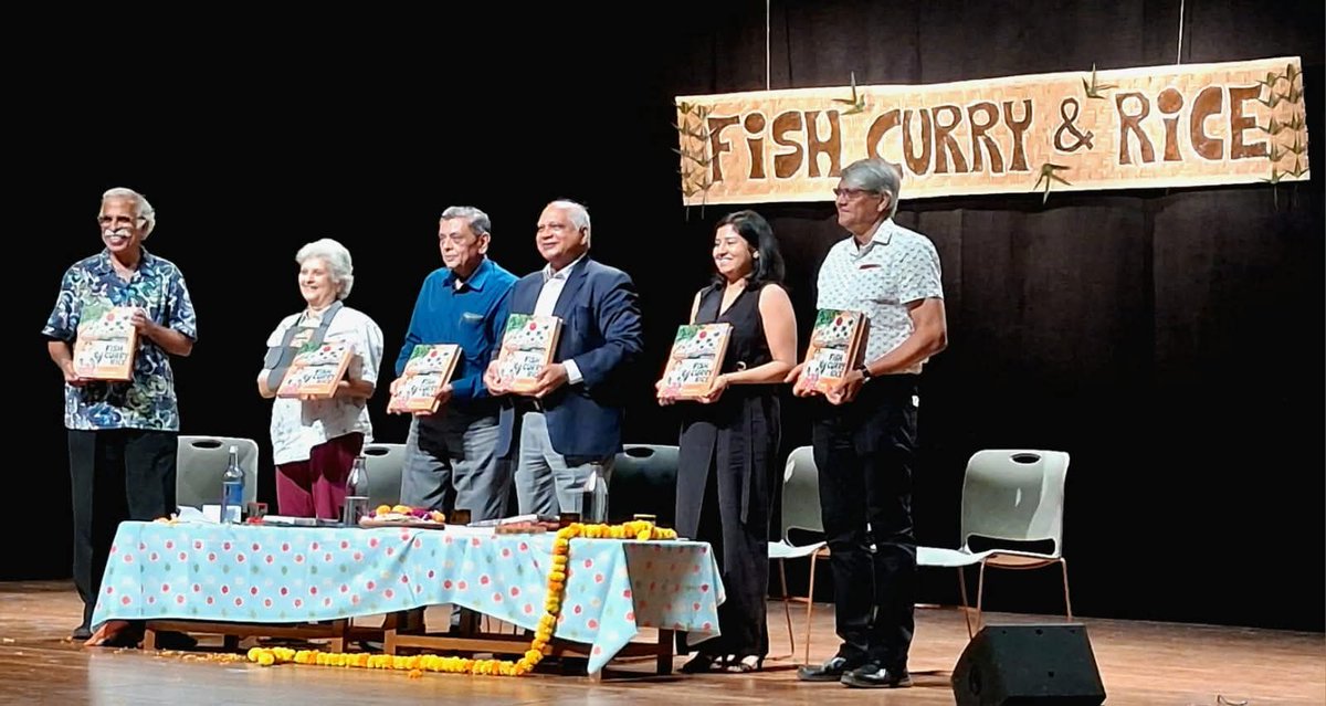 PrakashWKamatPK's tweet photo. FISH CURRY & RICE: 
The fifth edition of the ‘Fish Curry & Rice’ book was formally released  by retired Chief Justice of the Allahabad High Court, Justice Ferdino Rebello, and retired Bombay High Court judge Justice (Retd) Gautam Patel, along with editor of the book Claude Alvares, Norma Alvares @goafoundation, and others in Panaji on Saturday March 14,2026.
Justice Ferdino Rebello stated that Fish Curry & Rice is not just a meal in Goa, but it is embedded with Goa’s ecological identity as it symbolizes its biodiversity right from hills to sea. He also stated that saving ecology is the fundamental duty of the citizen.  
Justice (Retd) Gautam Patel lamented about the state of Goa’s ecology and how there is now ‘othering of Goans.’ He also stated that the Section 39 (A) of the Town and Planning Act is “unconstitutional.” He suggested that the citizen should do more than sign online petitions and should be ready to come out and protest. He also made a strong case for citizens voting on any land-use zone change, rather than granting all powers to the Chief Town Planner.
(Courtesy:Info and pics shared from journalist Arti Das's facebook post🙏)
@sandeshgoa @GoaAnimalfedn @Advait_Prashant @GoaUniversity