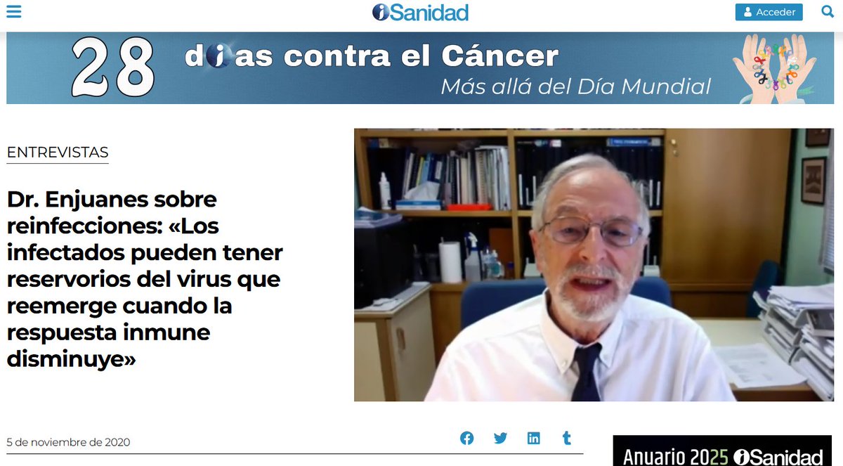 Long Covid Awareness Day. El mejor virólogo de España en coronavirus ya sabía la etiología del Long Covid en 2020! No sigan mareando la perdiz los "ejpertos" neurólogos etc. porque los enferm@s necesitamos tratamientos ANTIVIRALES e INMMODULADORES YA!!! isanidad.com/173046/dr-enju…