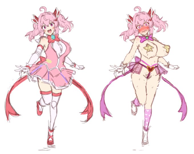 敗北魔法少女衣装の、こういうビフォーアフターいいね…