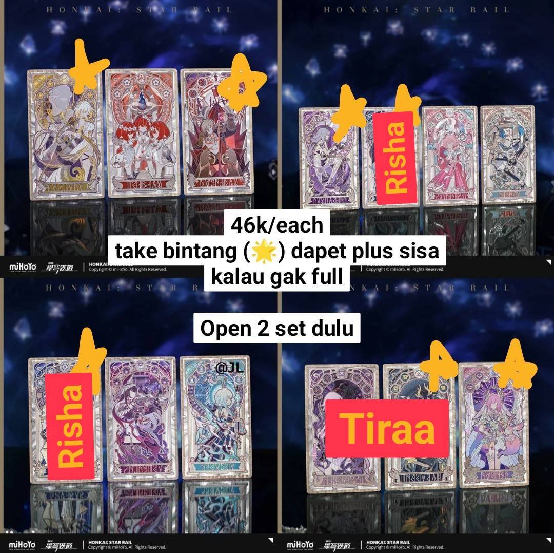 damselztte's tweet photo. ✩ Open Split hsr Refraction Card
•  harga bersih ch, ⭐= +1 , ada go
#warunghsr #warunghonkai #warunggame https://t.co/41NNBfxvvM