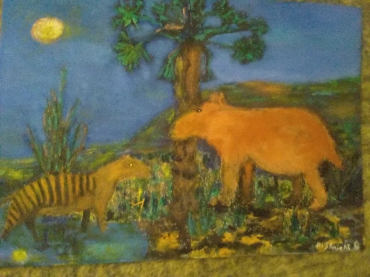 blanketcrap's tweet photo. @AlboMP @DavidCrisafulli #AI #Discovery #Queensland #qldpol #auspol #antelope #bovid #Fossil #paleontology #Australia #SundayArt #Diptrodon #megafauna #Australia #art #modernart #oilpainting #artshare https://t.co/4ZDCDkTLbQ https://t.co/7ZBsFU76WB