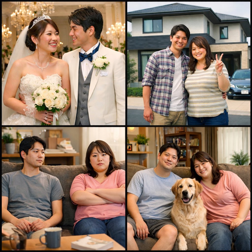 0_q4a's tweet photo. 28歳　豪華な結婚式
29歳　積水ハウスで注文住宅
30歳　全てが終わりゆっくり

30代中盤　

綺麗な奥さんも太った30代
お金も体力もないから
4人家族用の積水ハウスで2人と1匹の犬暮らしとてる

これガチで結構いる

旦那のお母さんがマジで可哀想 https://t.co/2wN3cW05C3