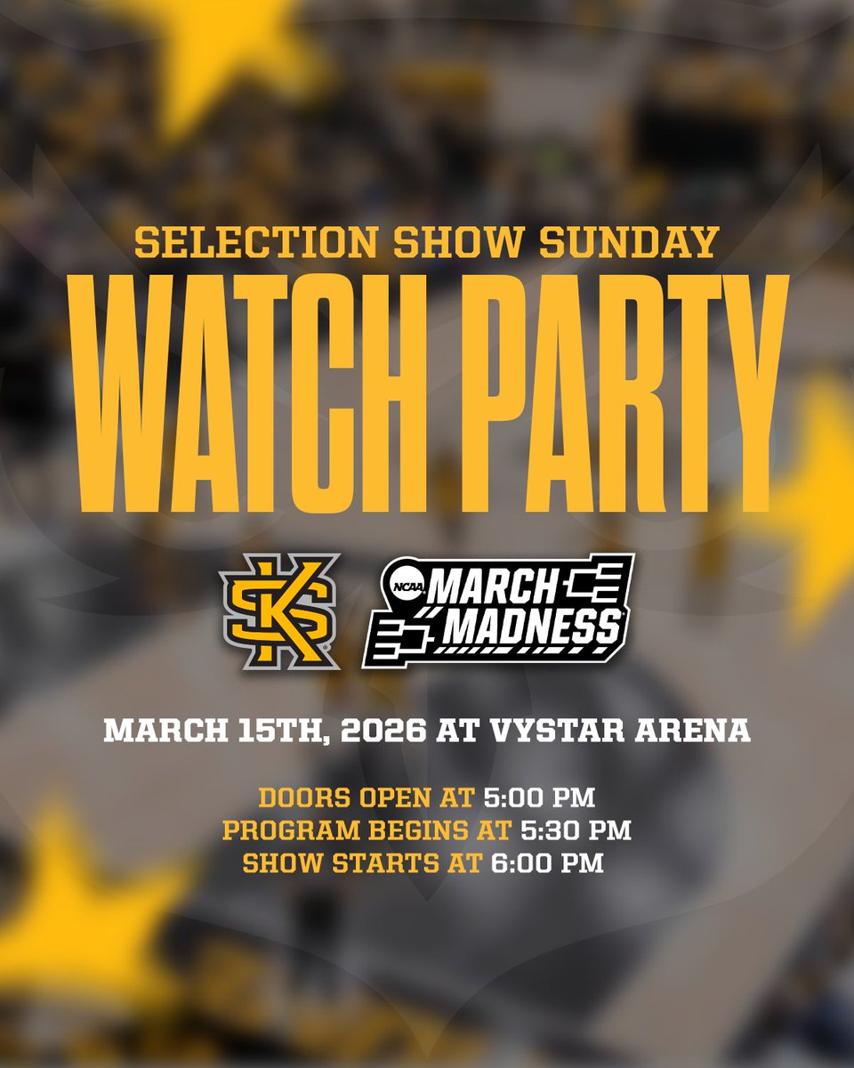 Owl Nation, come to VyStar Arena for Sunday's NCAA Selection Show Viewing Party!   

Doors open at 5 pm, Wear your Black and Gold and find out where we are dancing!  Full details here - tinyurl.com/vt5364uw

#SOLID | #HootyHoo 🦉