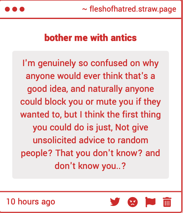 Taps the parody account sign

I am going to stop responding to these straw pages that tell me this gimmick is mean from now on this is like the 5th time I've been over this. Go read my media tab or something dude