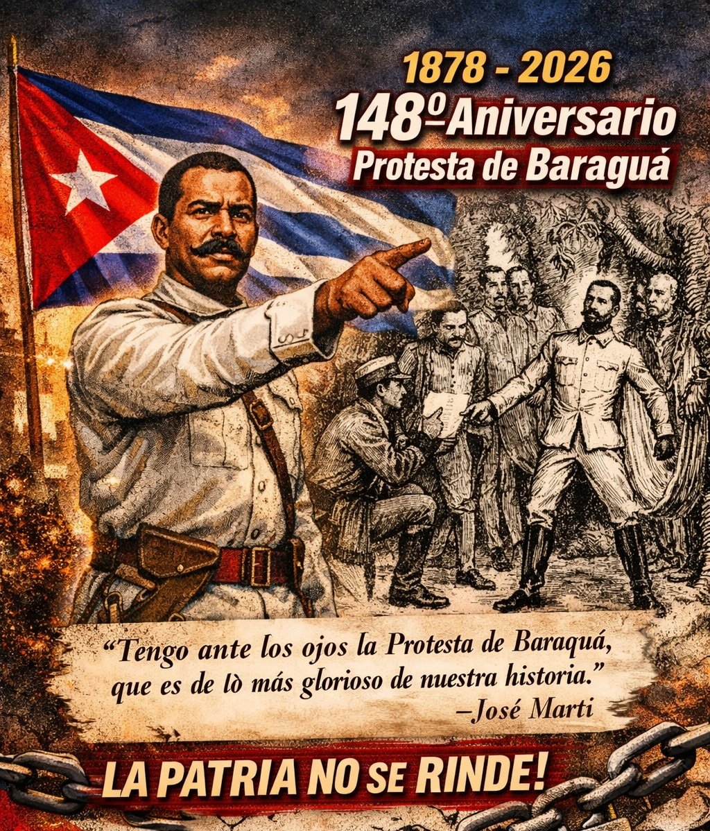 Hace 148 años, en Baraguá, Maceo dijo NO al Zanjón y salvó el honor de Cuba. Su intransigencia revolucionaria nos recuerda que la Patria no se negocia y la soberanía no se entrega.  
#CubaViveEnSuHistoria #UnidosXCuba #CubaEternoBaraguá