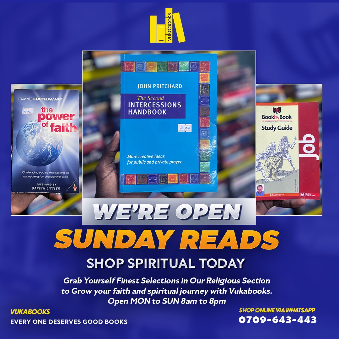 Vukabooks's tweet photo. Hello Sunday📖🛍️
Shop Spiritual with Vukabooks today. Build your journey of Faith and Intimacy with the HolySpirit🕊️ https://t.co/stfrTdfQ9o