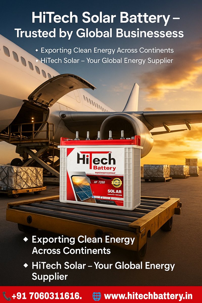 HitechBattery's tweet image. Powering global businesses with solar energy. 🌍🔋
HiTech Solar Batteries deliver reliable backup and export-quality performance.
📢 Dealers &amp;amp; Distributors Wanted
📞 +91 7060311616
🌐 hitechbattery.in
#HiTechBattery #SolarEnergy #CleanPower #ExportFromIndia #DistributorOpp