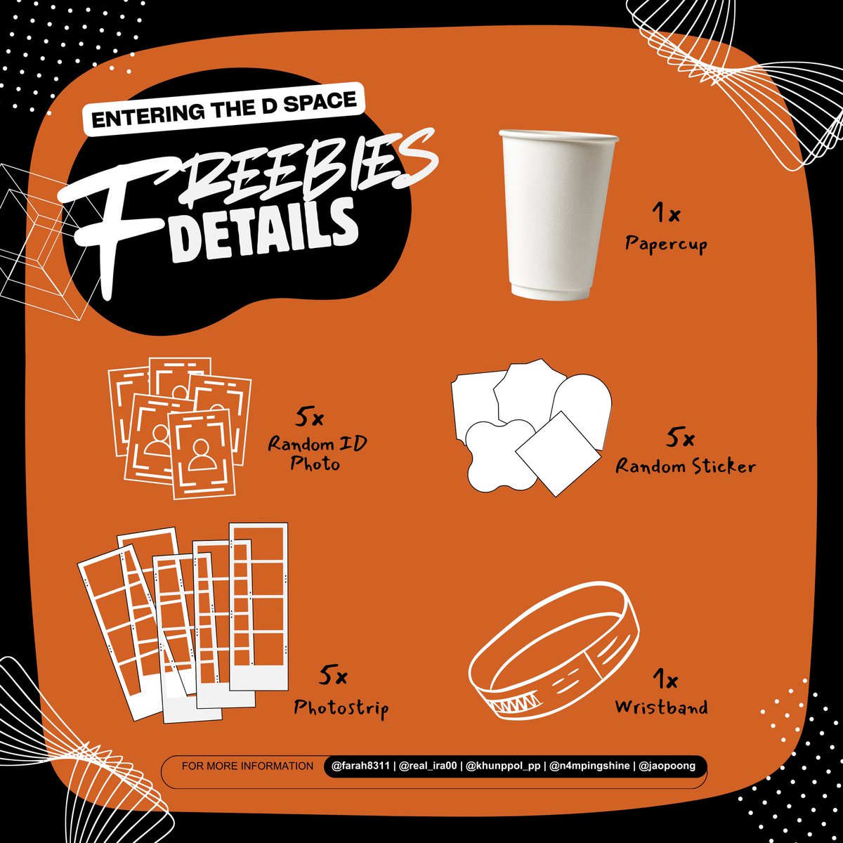 🧡ENTERING THE D SPACE 🚀

FREEBIES DETAILS ARE HERE!😆

With every RM15 spend, you’ll receive:

🥤 1x Paper Cup
🍀 1x Wristband
📸 5x Random ID Photos
✂️ 5x Random Stickers
🎞️ 5x Photostrips

#EnteringTheDSpace #DMD_MY2026

Don't forget to follow for more updates <a href="/farah8311/">Tiang</a> |
