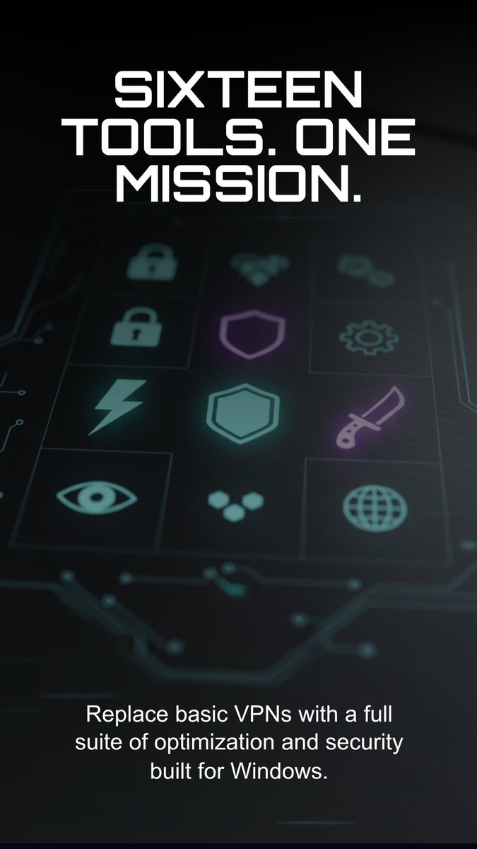 fatalcyber's tweet image. Sixteen tools. One mission.

Stealth replaces basic VPNs with a complete security and optimization stack built specifically for Windows.

#CyberSecurity #WindowsSecurity #PrivacyTools #DigitalDefense #Stealth