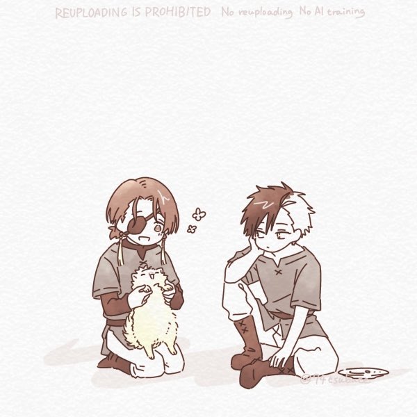 2人のそばにはいつも明るい毛色のふわふわなこいぬがおりましたとさァ！！！