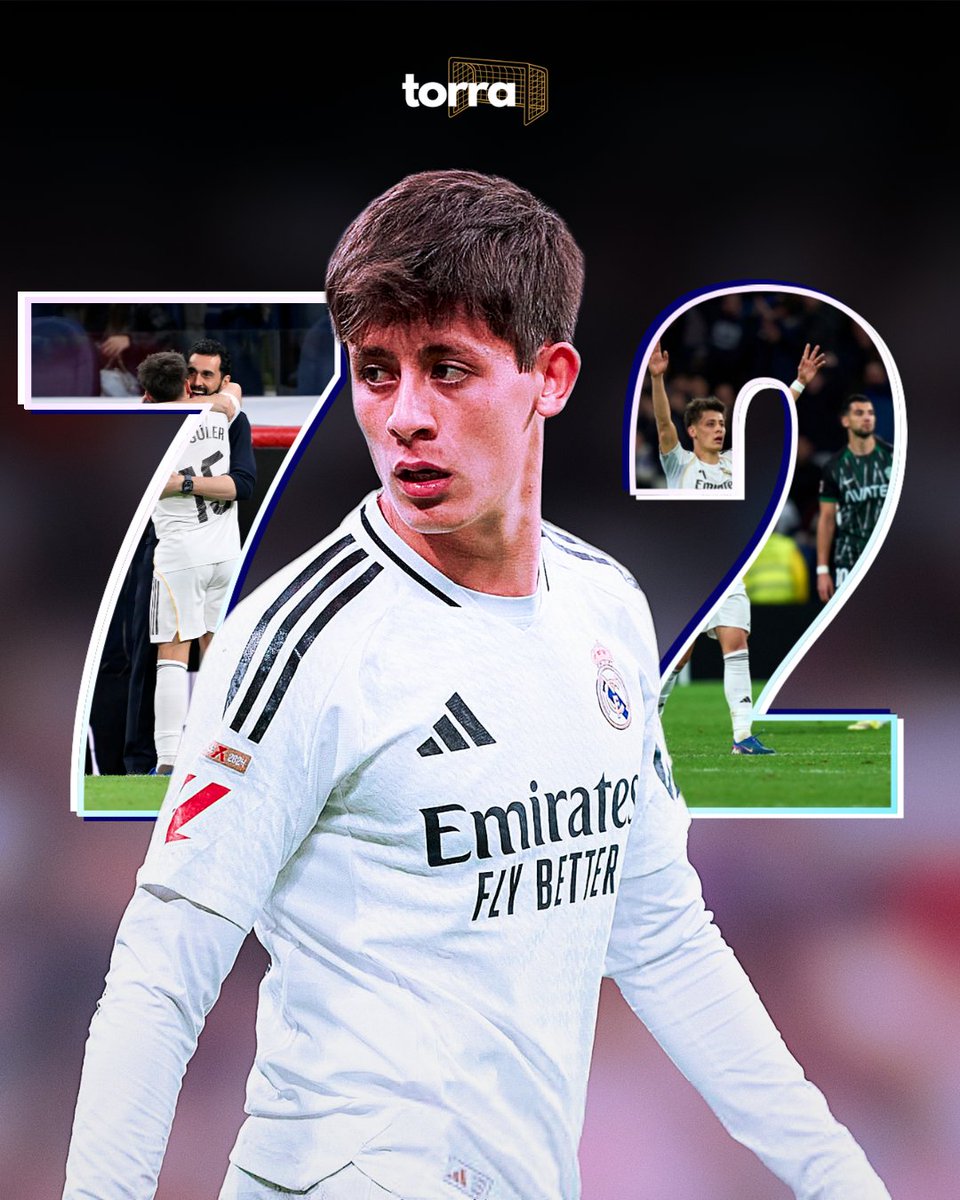 TorraFutbol's tweet photo. Türk futbolunun göz bebeği Arda Güler, Real Madrid - Elche maçında yaklaşık 72 metreden attığı gol ile La Liga ve Dünya futbol tarihinin en uzaktan atılan golleri arasına girdi.  
Büyük gurur 🇹🇷 @10ardaguler 

#ArdaGüler #RealMadrid #HalaMadrid https://t.co/fufEvOZI5a