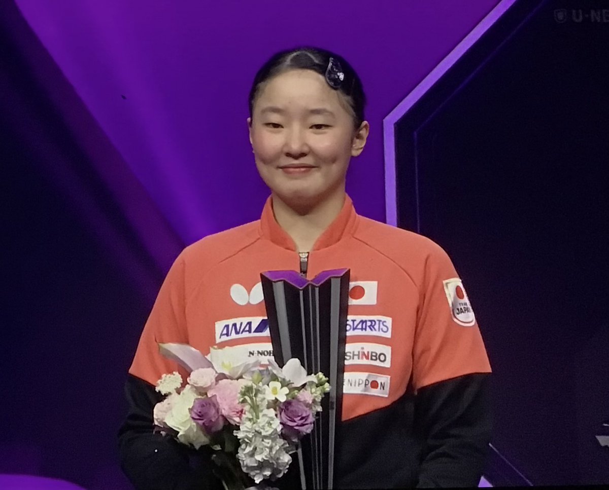 rakko_no_takkyu's tweet photo. #卓球 WTTチャンピオンズ 重慶 2026
女子シングルス
👑優勝　🇯🇵張本美和WR8
準優勝　🇨🇳蒯曼WR5
Best4　🇨🇳王艺迪WR6・🇯🇵大藤沙月WR13

表彰式もニコニコ！
チャンピオンズ初優勝おめでとうございます！ https://t.co/4P6pOs4Czv