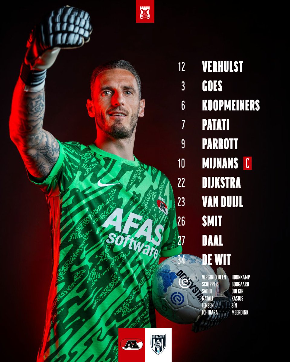 AZAlkmaar's tweet photo. 💥 Our XI at home

👉 Alexandre Penetra is er niet bij vanwege een schorsing. Rome-Jayden Owusu-Oduro en Jeroen Zoet zijn beide niet wedstrijd-fit.

➡️ Blijf via ons liveblog op de hoogte van het thuisduel met Heracles Almelo: https://t.co/WYtDjEztcS

#AZAlkmaar #azher #TheFutureIsOurs