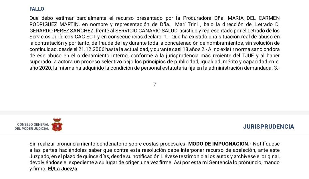 ATENCION SENTENCIA IMPORTANTE FIRME Y EN LO CONTENCIOSO. Se reconoce a funcionario interino con una temporalidad de 18 años que ha superado un proceso selectivo sin plaza la condición de personal fijo en las mismas condiciones que los funcionarios de carrera