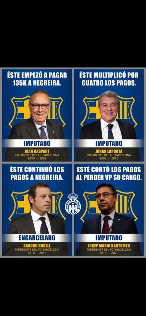 ESTAS 4 BASURAS CORRUPTOS DE BARCELONA MANCHO EL FUTBOL ESPANOL Y EL MUNDO ENTERO LO SABE Y SIGUEN ROBANDO CHAMPIONS Y LIGA ENTRE POCO VANA A CAER SE CREEN INTOCABLES ESTAS RATAS CORRUPTAS