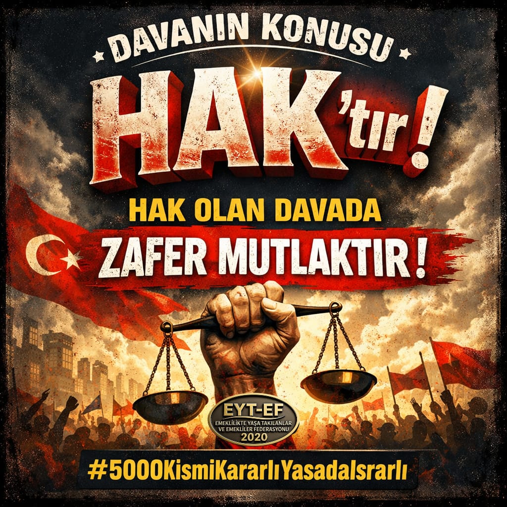 Konu Hak,  5000 Prim ve Kısmi Emeklilik,
İadesi Elzemdir ‼️
#5000KısmiYasadaısrarlı 
#EmekliKararlıSeçimdeısrarlı
<a href="/Akparti/">AK Parti</a>  <a href="/MHP_Bilgi/">MHP</a> 
<a href="/RTErdogan/">Recep Tayyip Erdoğan</a> 
<a href="/dbdevletbahceli/">Devlet Bahçeli</a>