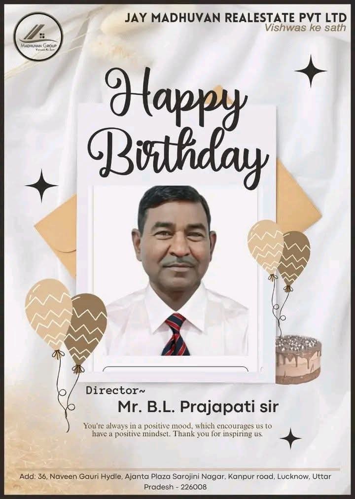Deepak_Sanyas's tweet photo. हम सब के मार्गदर्शक आदरणीय #B_L_Prajapati जी को जन्मदिन की हार्दिक बधाई!

प्रभु श्री राम से आपके उत्तम स्वास्थ्य, सुदीर्घ एवं सुयशपूर्ण जीवन की प्रार्थना है।

#happybirthday 
#lucknow https://t.co/y2ISm9dkO7