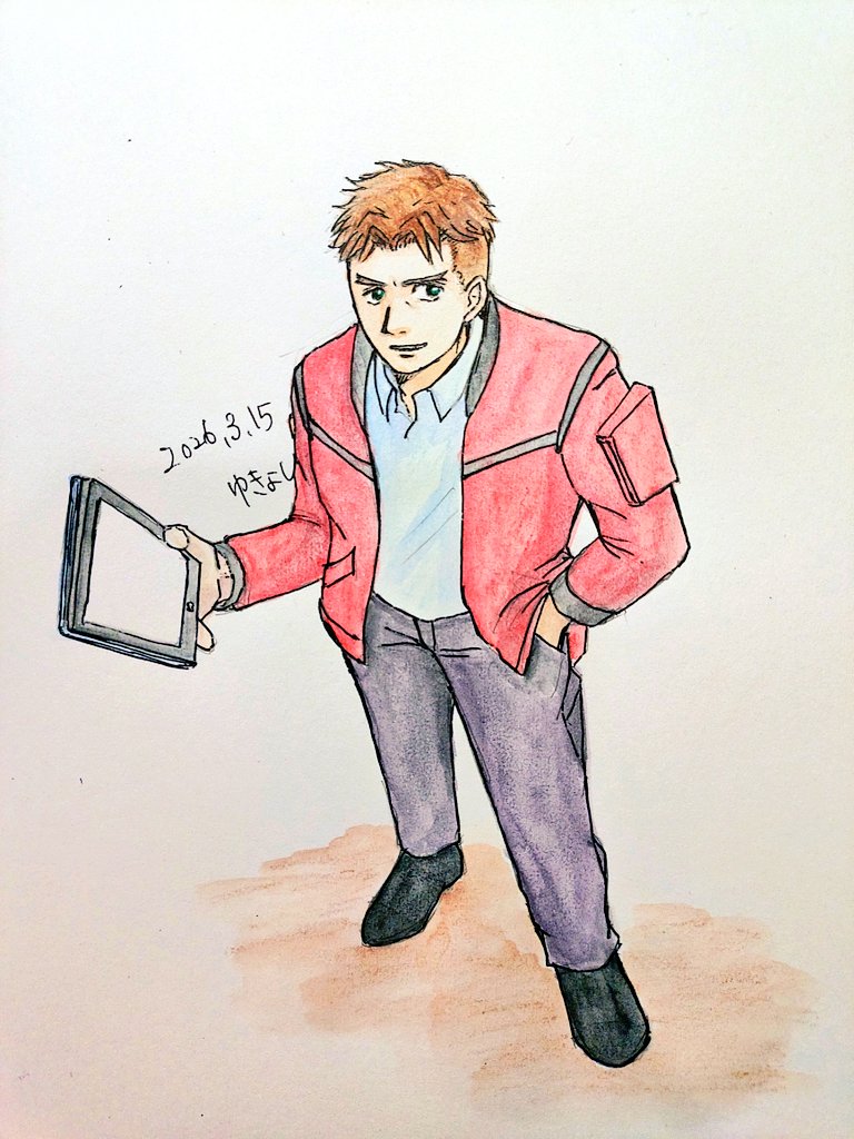 大人毛利さんがDST教官だったら。の図。
教官のジャケットは赤でいいのかな？
おじさん描くのは難しいよね！