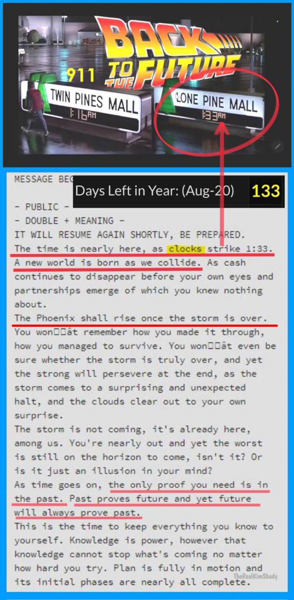 Cryptobilbuwoo0's tweet photo. MESSAGE BEGINS:

PUBLIC -

DOUBLE + MEANING -
IT WILL RESUME AGAIN SHORTLY, BE PREPARED.
The time is nearly here, as clocks strike 1 : 33.
A new world is born as we collide. As cash continues to disappear before your own eyes and partnerships emerge of which you knew nothing about.
The Phoenix shall rise once the storm is over. You won't remember how you made it through, how you managed to survive. You won't even be sure whether the storm is truly over, and yet the strong will persevere at the end, as the storm comes to a surprising and unexpected halt, and the clouds clear out to your own surprise.
The storm is not coming, it’s already here, among us. You’re nearly out and yet the worst is still on the horizon to come, isn't it? Or is it just an illusion in your mind?
As time goes on, the only proof you need is in the past. Past proves future and yet future will always prove past.
This is the time to keep everything you know to yourself. Knowledge is power, however that knowledge cannot stop what's coming no matter how hard you try. Plan is fully in motion and its initial phases are nearly all complete.

MESSAGE ENDS: