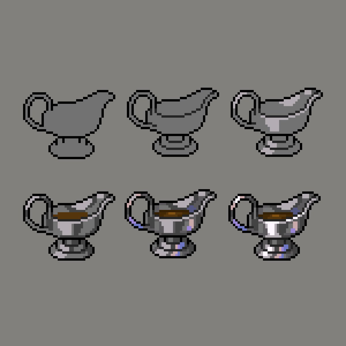 fiopixelart's tweet image. Sauce Boat🥫

Showing you how I draw a sauce boat in 6 steps✨

#pixel #pixelart #tutorial #timelapse #ドット