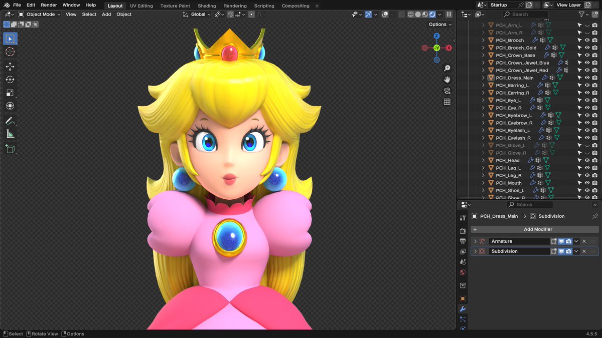 djfox11_'s tweet photo. Redoing my custom Peach model. Coming along nicely! Open to feedback!

#blender #b3d #mario #supermario #peach #princesspeach https://t.co/5CyxAdTUYw