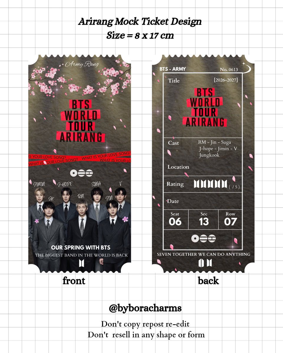 GUYS LOOK I MADE ARIRANG TICKET DESIGN 🥹

🔗 ko-fi.com/s/78f5d7697c

#BTS_ARIRANG #ARIRANG #BTS_WORLDTOUR