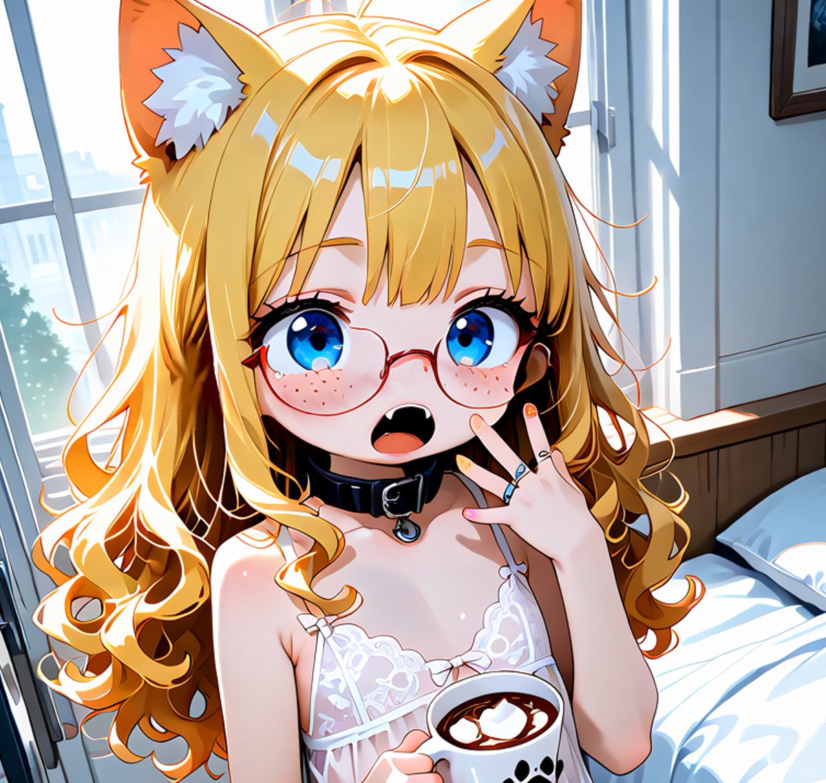 Meownin' Kittyfans nya~
I'm awake. I slept nice with my plushies. Getting some coffee to start the day nyow~
Then i will check my socials and do my daily stuff. I already washed my face and did my nails...do ya like it?
#Vtuber #LGBTQIA