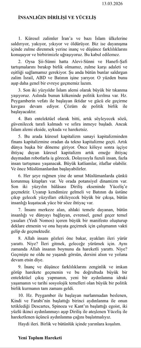 Üçüncü aydınlanma ile başka bir dünya mümkündür. Haydi ileri.