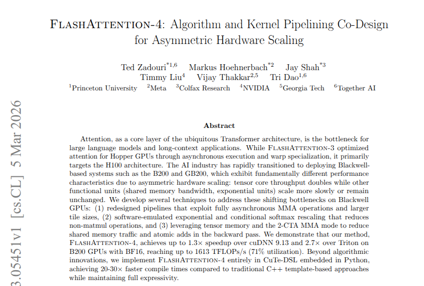 FlashAttention-4 abstract