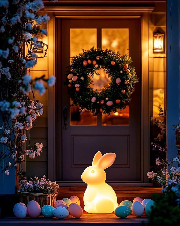 Lois0814's tweet photo. Evenings feel extra enchanting with this little light-up bunny and a sprinkle of pastel magic. Goodnight!🕯️🥚 #easterentrance #springglow https://t.co/09hquMb7kQ