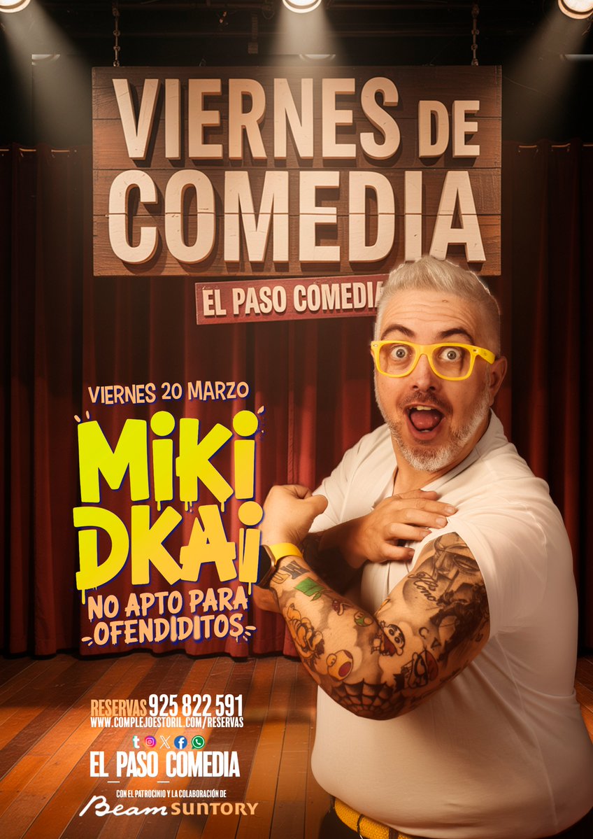 🚨 Atención, amantes de la comedia sin filtro 🚨
El próximo viernes 20 de marzo aterriza en el escenario de los “Viernes de Comedia de Restaurante El Paso” el inigualable, incorregible y gloriosamente canalla Miki Dkai 😂🔥
Reservas al 925 822 591 o en complejoestoril.com