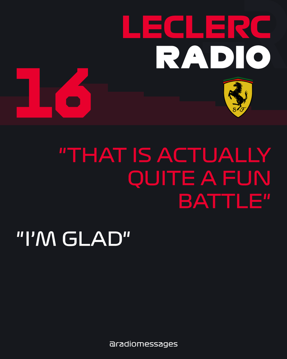 radiomessages's tweet photo. Leclerc having fun, the Ferrari radios we love to hear 🥹 #ChineseGP #F1 https://t.co/tSWujUuxM1