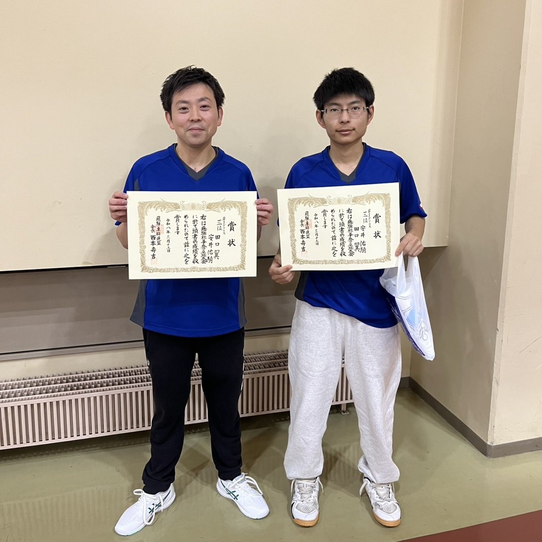 KAMEI_Challenge's tweet photo. 2026/03/15(日)第48回 飛騨杯オープン卓球大会

男子ダブルス
第三位 田口 翼・安井 佑騎 https://t.co/5yN2bquMRX