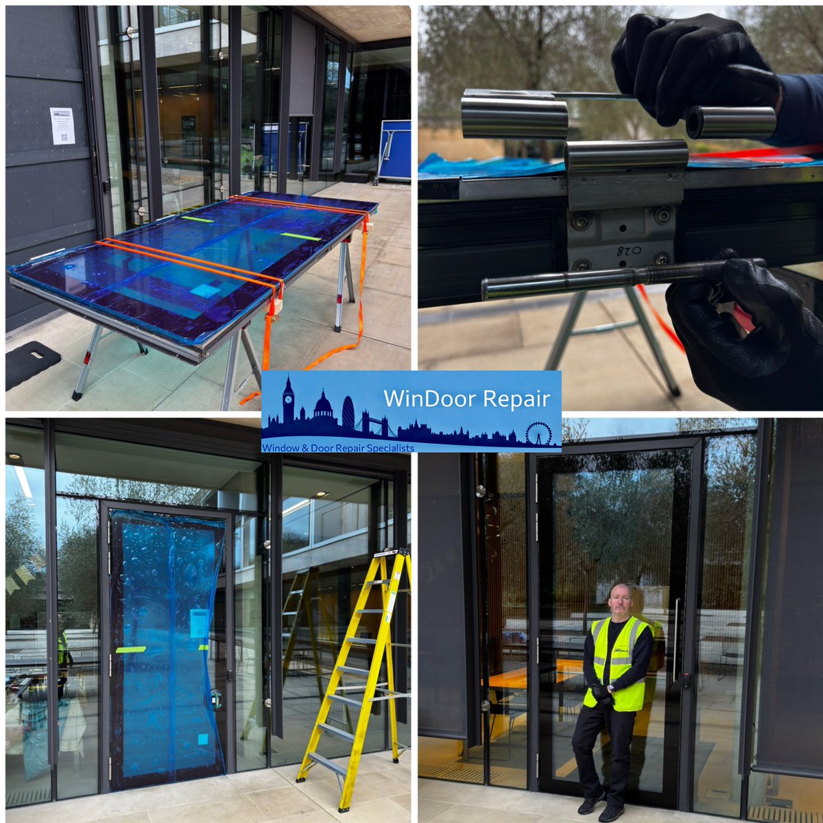 WindoorRepair's tweet photo. We completed the repairs to this structurally glazed Schuco door for Cambridge university Sainsbury laboratory https://t.co/2I8QrQumTe