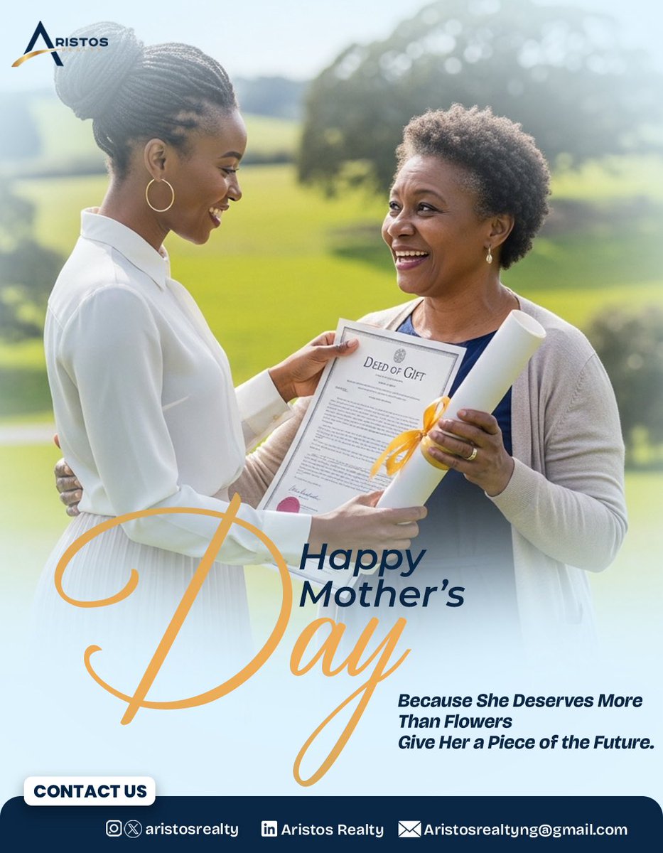 AristosRealty's tweet photo. Today we celebrate the women who gave us everything - love, strength, sacrifice, and a place to always call home.💐

This Mothering Sunday, go beyond flowers and give Mum something that truly lasts… a piece of land in her name. https://t.co/JEBdsPsAy8