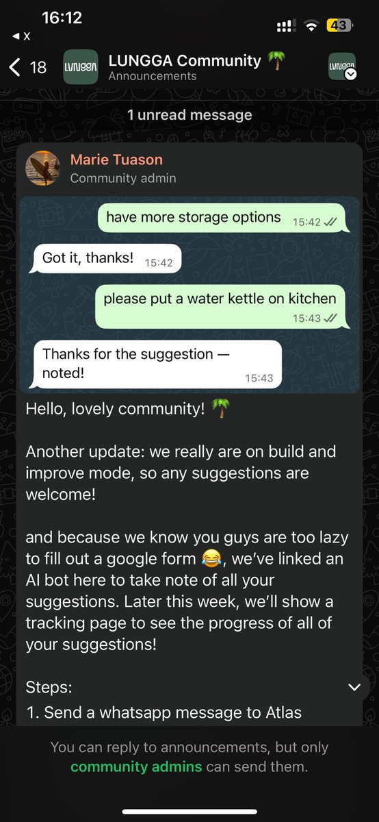 AlanOliverDev's tweet photo. I just moved to the completely new opened Lunga Coliving, Siargao where I’ll be staying for the next few months! I just spent 3 hours creating a @openclaw bot to collect the newest residents feedback for my gf who is working as community manager https://t.co/axe0ml189t