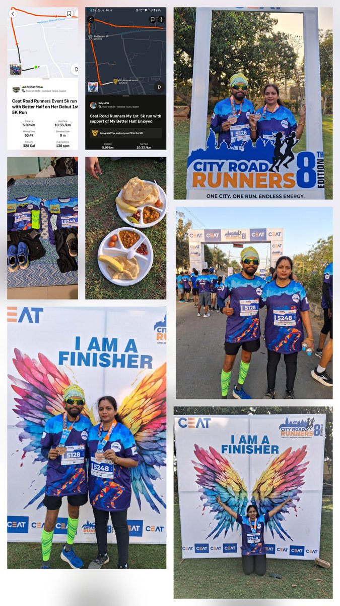 sheku3001's tweet image. Ceat City Road Runners 5K run with Better Half on Her 1st Debut 5k Run also this was 1st Run we ran together ❤️ Journey continues Proud of Her 👍💪#Runners #Running @RunRide2fit