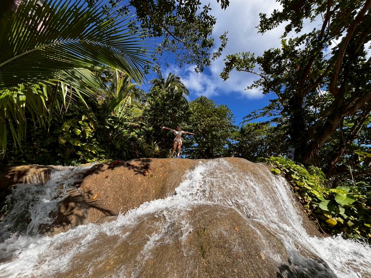 44cmy88's tweet photo. Little Dunn's River Beach🇯🇲
カナやんが素足で登ってた滝！私も素足で！全然滑らなくて気持ちよくどんどん上へ
カナやんが見たかった一番奥の景色は？
答えは3つデカい水管でしたｗ本当は近くに大きな滝があって、道路が横切るため、そこの水が水管通して小さな滝へ、そして海へ
海と滝同時に楽しめた https://t.co/sYBxYPeBCN