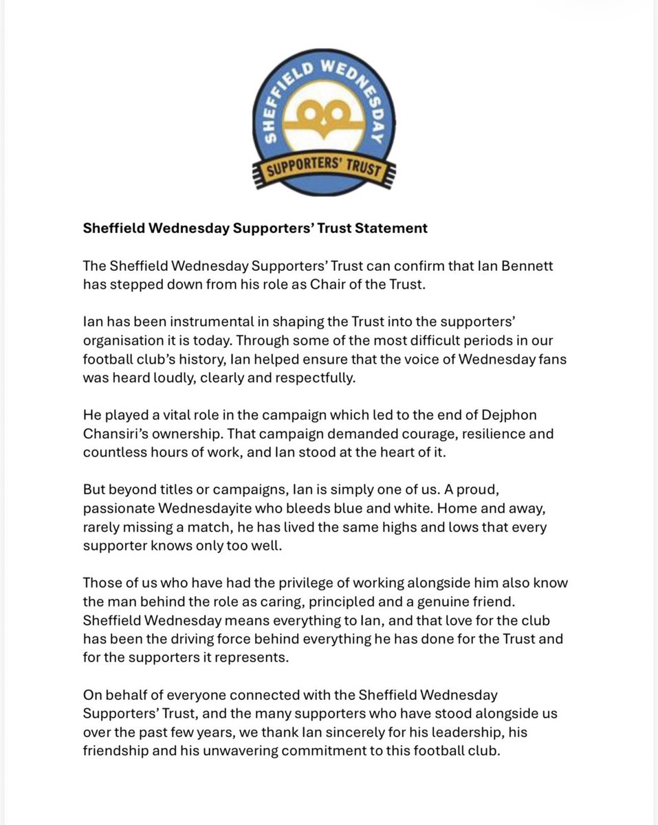 Sheffield Wednesday Supporters' Trust tweet media