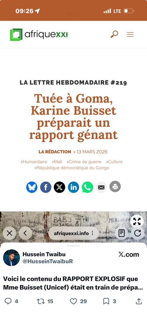 fermecongo's tweet image. #Kagame et son équipe ne s'en sortira pas dans cette affaire de la mort de #Karine Buisset. Des rapports commencent déjà à tombés de partout.