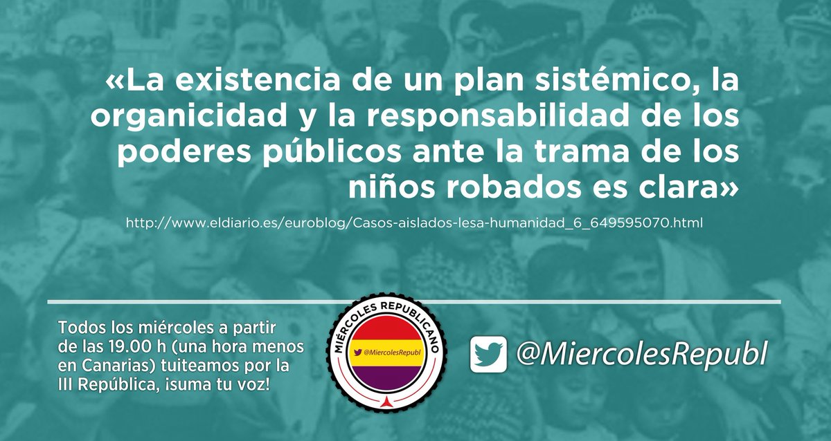 MiercolesRepu15's tweet photo. La existencia de un plan sistémico,la organicidad y la responsabilidad de los poderes públicos ante la trama de los niños robados es clara
#FelixDomingo https://t.co/KybbdWqoVw