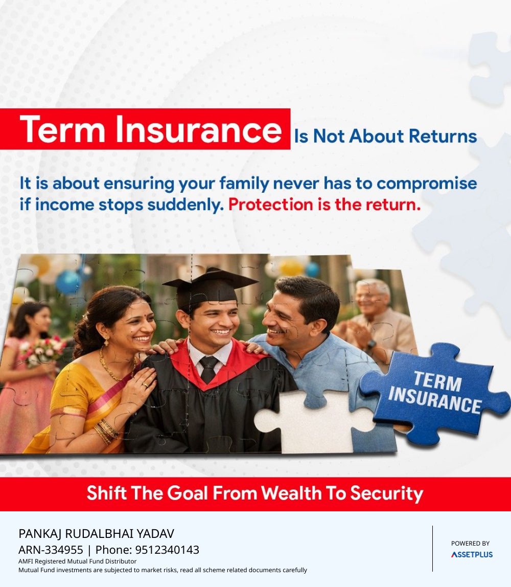 MfdYadav's tweet image. #terminsurance #termplan #insurance

Term Insurance: Not all financial decisions grow money.
Some decision is for protect your life.

Term insurance is a key to protect your life.

Kindly dm me for quotation and term insurance or register with my bio link.
