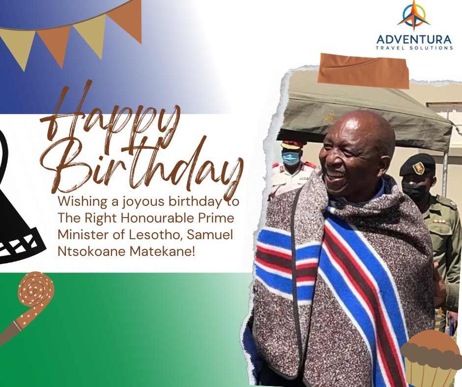 atslesotho's tweet photo. Wishing His Excellency, Prime Minister Sam Ntsokoane Matekane, a fantastic birthday filled with joy, success, and all the best! 🎉

#HappyBirthdayPM #Lesotho #SamMatekane #BirthdayWishes #PrimeMinister #Leadership #NationBuilding https://t.co/mPlQl1UK0T